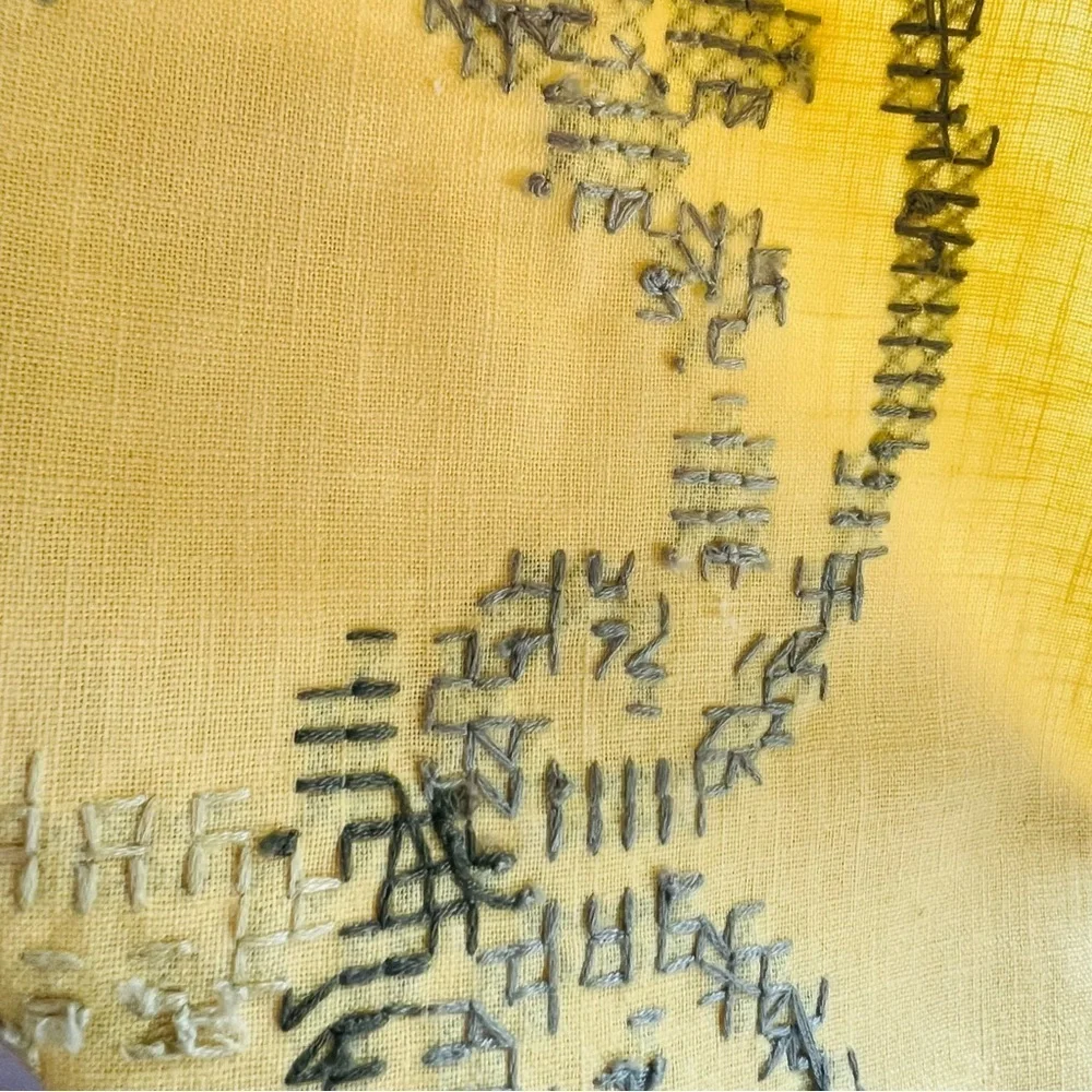 70”x50” Handmade Hand Embroidered Linen Tablecloth.